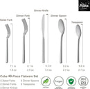 Alata Cube 40-Piece Forged Stainless Steel Flatware Set Cutlery Set, Silverware Set Service for 8, Mirror Finish, Dishwasher Safe by CozyNest Decor