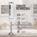 OVENTE Cordless Immersion Hand Blender, Rechargeable Handheld Portable Stick Mixer with 8 Mixing Speed Option, One-Touch Control and Stainless Steel Blades for Smoothies, Shakes or Soups, White HR781W by TinyTreasures Baby Boutique