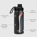 DRINCO Stainless Steel Water Bottle Spout Lid Vacuum Insulated Double Wall Water Bottle Wide Mouth (40oz 32oz 22oz 18oz 14oz) Leak Proof Keeps Cold or Hot (18 oz, 18oz Black) by CozyNest Decor