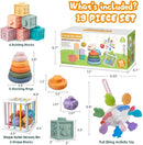 4-in-1 Baby Toys for 6-12 Months, Montessori Soft Stacking Blocks for Babies, Infants Teething Toys, Sensory Balls and Educational Learning Set for Toddlers (Boys & Girls) by TinyTreasures Baby Boutique