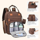 BabbleRoo Diaper Bag Backpack - Baby Essentials Travel Tote - Multi Function Waterproof Diaper Bag, Travel Essentials Baby Bag with Changing Pad, Stroller Straps & Pacifier Case - Unisex, Brown by TinyTreasures Baby Boutique