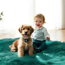 AMTOVO Faux Fur Sheepskin Rug for Living Room, 4 x 6 ft Dark Green Fluffy Area Rug for Bedroom, Playroom, Luxury Room Decor, Rectangle by CozyNest Decor