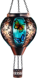 Hot Air Balloon Solar Lantern Outdoor - Flame Hanging Solar Light Waterproof Lanterns for Patio Garden Yard Farmhouse Decor, Great Gift(Butterfly) by GreenHaven Gardens