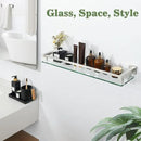 Alise Bathroom Shelf Wall Mounted, Brushed Nickel Large Capacity Glass Shelf for Bathroom, 24 inch by CozyNest Decor