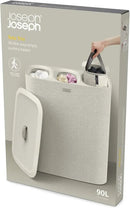 Joseph Joseph Tota Trio 90 liter/23.8 gallon Laundry Hamper Separation Basket with lid, 3 Removable Washing Bags with Handles- Ecru by CozyNest Decor