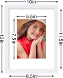 Vittanly 9x12 Picture Frames Set of 9, Shatter Resistant Plexiglass, Display 6x8 Pictures with Mat or 9x12 without Mat, Photo Frames for Wall or Tabletop, Engineered Wood, White by CozyNest Decor