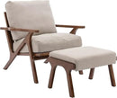 chairus Mid-Century Modern Accent Chair with Ottoman, Linen Fabric Armchair with Wood Legs Comfy Upholstered Single Sofa Chair for Living Room/Bedroom/Lounge, Beige by CozyNest Decor