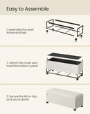SONGMICS Velvet Storage Ottoman Bench, Foot Rest with Legs, 15.7 x 43 x 15.7 Inches, End of Bed Bench, Storage Chest, Load up to 660 lb, for Living Room, Bedroom, Entryway, Cream White ULSF089W01