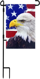 TOPFLAGS Garden Flag Stand with American Garden Flags Patriotic Stars and Eagle Yard Flag 12x18 Inch Holder Pole Stake Double Side for Outside with Clips and Stopper for Memorial Day 4 th of July by CozyNest Decor