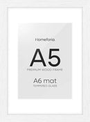 Homeforia A5 Picture Frame White Wood, High-End Oak 5.8x8.3 Frame Matted to 4.1x5.8 inch Photo, A5 Size Walnut Wooden Frames with Mat A6 for Print, 5.8 by 8.3 Frame, Tempered Glass, Wall Kit, Set of 1 by CozyNest Decor