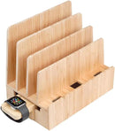 Slim Bamboo Charging Station with Apple Watch Adapter | Multi-Device Organizer & Magnetic Cable Management Hub by MobilevisionUS