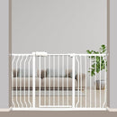Extra Wide Baby Gate 53-57.5 Inch, Tension Mounted No Drilling, Auto Close Indoor Safety Gate for Stairs & Doorways - Metal Design for Kids and Pets, White by TinyTreasures Baby Boutique