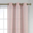 MIUCO Semi Sheer Curtains Poly Linen Textured Solid Grommet Curtains 84 Inches Long for Girls Room 2 Panels (2 x 37 Wide x 84" Long) Pink by CozyNest Decor