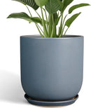 Pots for Plants 12 Inch - Ceramic Planter for Indoor Outdoor Plants Large Plant Pot with Drainage Hole and Saucer Outdoor Flower Pot Gray by GreenHaven Gardens