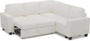 Belffin Plush Corduroy Modular Sectional Sofa with Pull Out Bed Convertible Small Sectional Corner Couch for Living Room White Couch by CozyNest Decor