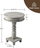 COSIEST Rustic Accent Side Table, Farmhouse Wood Pedestal Table Round End Table for Living Room, Bedroom, Distressed Whitewash Finish, Grey Color by CozyNest Decor