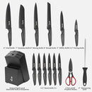 Zhang Xiao Quan Since 1628 15-Piece Kitchen Knife Block Set with Sharpening Steel Knive Set Ergonomic Handle Dishwasher Safe(Black) by CozyNest Decor