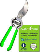 GARDEN GURU Classic Bypass Pruning Shears Clippers – Heavy Duty Forged Steel Garden Pruners – Safety Lock – Non Slip Comfort Grips – Cuts up to 1” Diameter – Professional Bypass Pruners for Gardening by GreenHaven Gardens