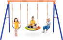Swing Sets for Backyard, Outdoor Toys for Kids, Heavy Duty Metal A-Frame Swing Set Holds 440 lbs with 32" Saucer Seat, 26.2" Seat and Tree Disc by TinyTreasures Baby Boutique