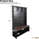 Ball & Cast 4-in-1 Hall Tree with 6 Hooks,Walnut Entryway Bench with Adjustable Shelves,Rustic Shoe Organizer with 16 Open Compartments,for Mudroom,Living Room,Hallway,Black by CozyNest Decor