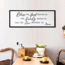 Bless the Food Before Us Wall Decor Art 24"X10" for Dining Room Kitchen Wall Wooden Framed Sign (Black) by CozyNest Decor