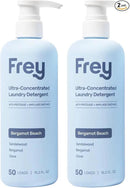 FREY Concentrated Natural Laundry Detergent - 50 Concentrated Loads of Long Lasting High Efficiency Liquid Laundry Detergent - Eco Friendly Blend of Great Smelling Biodegradable Natural Ingredients, Sandalwood/Bergamot/Clove, 2 Pack by CozyNest Decor