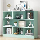 IOTXY Open Shelf Low Bookcase - Wooden 3-Tier Floor Standing Display Cabinet Organizer with Base, 8 Cubes Short Horizontal Bookshelf in Tiffany-Green by CozyNest Decor