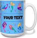 Personalized Mug for Kids - Mermaids - Custom Name/Text, Ceramic Hot Chocolate/Cocoa/Coffee Cup for Girls, Birthday/Christmas/Holiday Gift - 15 oz, White Handle by TinyTreasures Baby Boutique