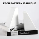 Marble Bookends for Heavy Books, Decorative Book Ends for Shelves, White Stone Durable and Heavy-Duty Book Ends for Hardback Books & CDS, Unique Book Stopper & Holder, Set of 2 by CozyNest Decor