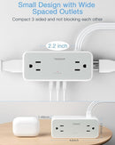 Ultra Thin 5FT Flat Extension Cord, TESSAN Surge Protector Flat Plug Power Strip, 4 Wide Spaced AC Outlets 3 USB A, 900 Joules Protection, Suitable for Home Office Dorm by TinyTreasures Baby Boutique