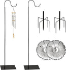 Liitrton 62.6 Inch Shepherds Hooks for Outdoor, Adjustbale Hummingbird Feeder Stand Bird Feeder Pole Wind Chime Stand with Flat Base, 4 Prongs Base and Water Weight Bag (2 Pack) by GreenHaven Gardens