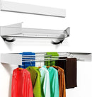 Wall Mounted Drying Rack for Laundry 40'', Folding Drying Rack Clothing Wall Mount with 5 Rods, Space Saving for Indoor Outdoor Bathroom Balcony (White, 40'') by CozyNest Decor