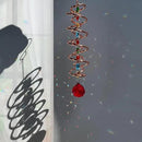 FONMY Gazing Ball Spiral Tail -Decorative Wind Spinner Sun Catcher Rainbow Maker Copper Double-Spiral W/Red Crystal Ball and Chain Crystals Beads for Indoor Outdoor Garden Decoration -14 inch Height by GreenHaven Gardens