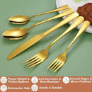 Lazycorner 20 Pcs Gold Silverware Set for 4, Food Grade Stainless Steel Flatware Set Include Fork/Knife/Spoon, Mirror Polished Eating Utensils Sets, Reusable Silverwear Cutlery Set, Dishwasher Safe by CozyNest Decor