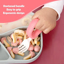 Training Spoon & Fork with Travel Case Pink | Toddler Self Feeding Utensil Set, BPA-Free Cute Circle Silicone ABS Spoons Set for Baby Led Weaning by TinyTreasures Baby Boutique