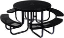 Heavy-Duty Portable Outdoor Picnic Table with Umbrella Hole, Punched Steel Commercial-Grade Patio Dining Furniture Made in America (46" Round Top, Black) by CozyNest Decor