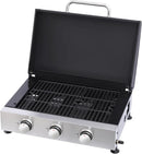 3-Burner Propane Gas BBQ Grill with SS Plancha, 28,650 BTU Output, Wire Enamel Cooking Grids, Heavy-Duty Stainless Steel Grill by GreenHaven Gardens