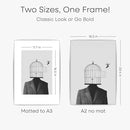 Homeforia A2 Poster Frame Silver, High End Metal A2 Picture Frames Silver with Mat A3 Print, 16.5x23.4 Frames Matted to 11.7x16.5 Photo, 16.5 by 23.5 Hanging Frames, Tempered Glass, Wall Kit, Set of 1 by CozyNest Decor