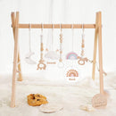 Little Dove Foldable Wooden Play Gym With 6 Toys - Infant Activity Gym for Baby Girls and Boys With Hanging Bar - Montessori Newborn Gift by TinyTreasures Baby Boutique