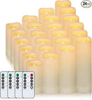 Metaku Flameless Flickering LED Candles - 24 Pack Ivory with Remote & Timer for Decoration by GreenHaven Gardens