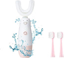 Kids Electric Toothbrush，U Shaped Toothbrush Waterproof Battery Powered 360 Automatic Sonic Toddler Toothbrushes for 8-13 Years Old for Boys Girls,with 2 Replacement Brush Heads（Pink） by TinyTreasures Baby Boutique