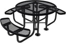 Heavy-Duty Portable Outdoor Picnic Table with Umbrella Hole, Expanded Metal Patio Dining Furniture Made in America (46" Round Top, Black) by GreenHaven Gardens
