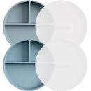 Moonkie Suction Plates for Baby | 100% Silicone BPA-Free Baby Plates with Lids and Food Cover | Divided Design | Microwave and Dishwasher Safe | Toddler Plates 2 Pack by TinyTreasures Baby Boutique