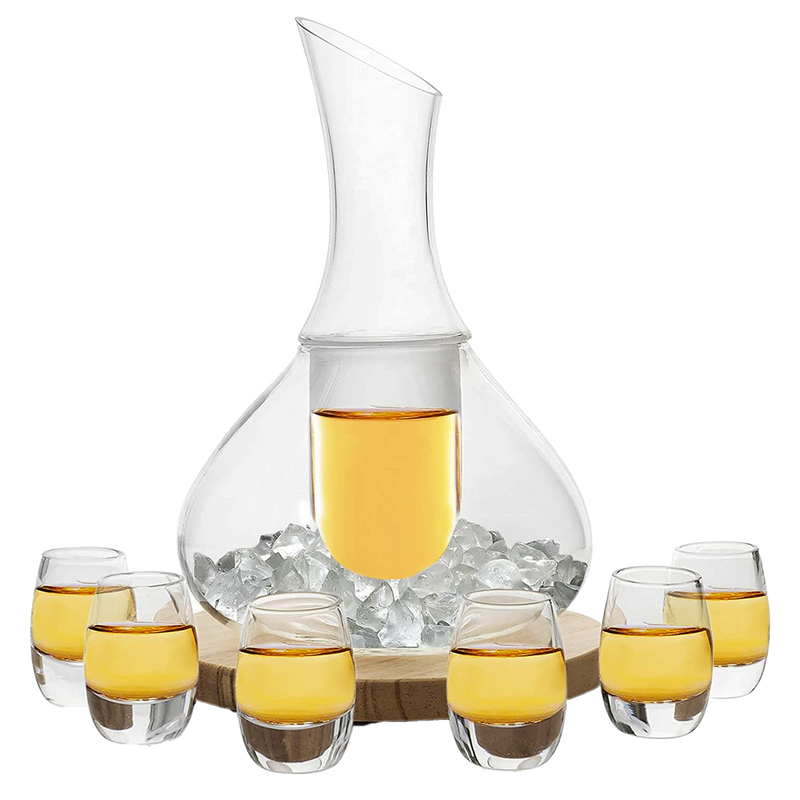 Sake Carafe Set 6 Sake Glass Set 8 5 Oz Glasses For Warm Or Cold Japanese Wine Drinking With A Woode