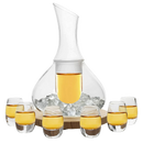 Sake Set Glasses Japanese, 15 Ounce, With 6-1oz Crystal Saki Cups Set, for Warmer or Cold Japanese Wine Drinking with a Wooden Stone Coaster by The Wine Savant, Cups & Carafe Japanese Gifts Set