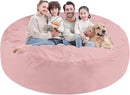 7FT Bean Bag Chair, Large Bean Bag Chairs with Memory Foam Filled, Fluffy Beanbag Sofa with Dutch Velvet Cover, Round BeanBag Chairs for Living Room, Playroom - Light Pink by TinyTreasures Baby Boutique