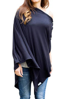 Byrd & Blume Maternity Nursing Cover Breathable Lightweight Breastfeeding Cover Wrap Shawl Scarf Poncho Full 360 (Navy, One size) by TinyTreasures Baby Boutique