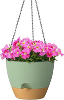 ZMTECH 12 Inch Hanging Planters for Indoor Outdoor Plants, 1 Pack Self Watering Hanging Plant Pots with Drainage Holes and Removable Saucer, Plastic Flower Hanging Pots with Watering Lip (Green) by CozyNest Decor
