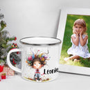 Personalized 12 oz Enamel Mug with Name - Custom Camping Coffee Mugs for Home, Work, Travel, Camping - Birthday Christmas Gift for Family Friend (Cute Quirky Girl) by TinyTreasures Baby Boutique
