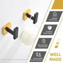 Angle Simple Bathroom Towel Hook 2 Pack, SUS 304 Stainless Steel Bath Robe Coat Holder Wall Mounted, Black & Gold by CozyNest Decor
